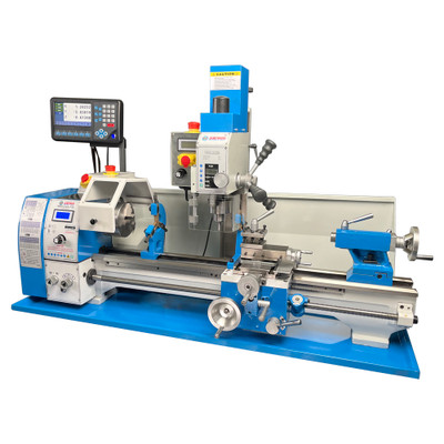 Weiss Metal Lathe/Mill Combination 10" x 30" Benchtop Brushless Motor Lathe with 5" 3-Jaw Chuck and D80 2-Axis DRO - 50-2000 RPM - 1.5HP (WBP250FX750 D80)