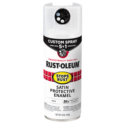Rust-Oleum Stops Rust 5-in-1 Spray Paint, Satin White, 12 oz Aerosol Can, 6/Carton