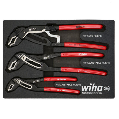 Wiha 3-Piece Classic Grip V-Jaw Tongue & Groove Pliers Tray Set (34690)