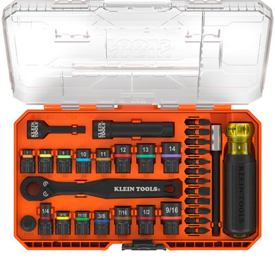 Klein Tools KNECT Pass-Through and Impact Socket Set, SAE and Metric, 33-Piece (65302KNECT)