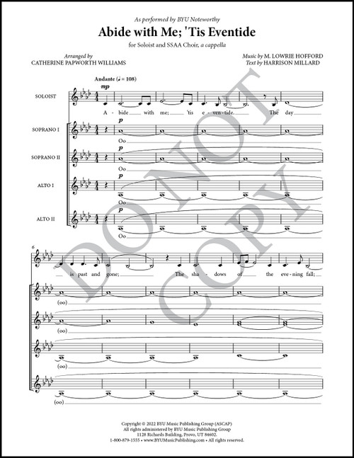 Abide with Me; 'Tis Eventide (Arr. by Catherine Papworth Williams