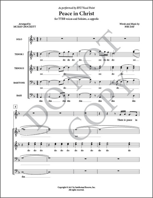 Peace in Christ (Arr. by McKay Crockett - TTBB A Cappella) [PDF Sheet Music]