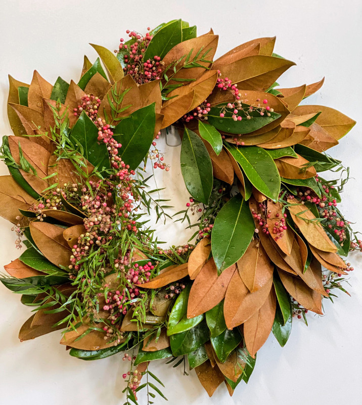 Magnolia Pepper Berry Wreath 20"