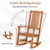 Patio Rocking Chair Ergonomic High-Back Outdoor Rocker with Smooth Rocking Base - Color: Natural