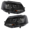 VW Transporter 2015-2020 T5.1 Upgraded Front Headlight Set - Black Inner / LED DRL Light Bar