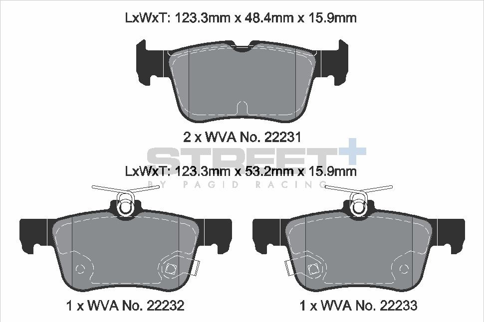 Pagid Racing Street+ Ford Galaxy / Mondeo / Focus Rear Brake Pad Set - T8013SP2001 Pagid Racing Street+ Ford Galaxy / Mondeo / Focus Rear Brake Pad Set - T8013SP2001