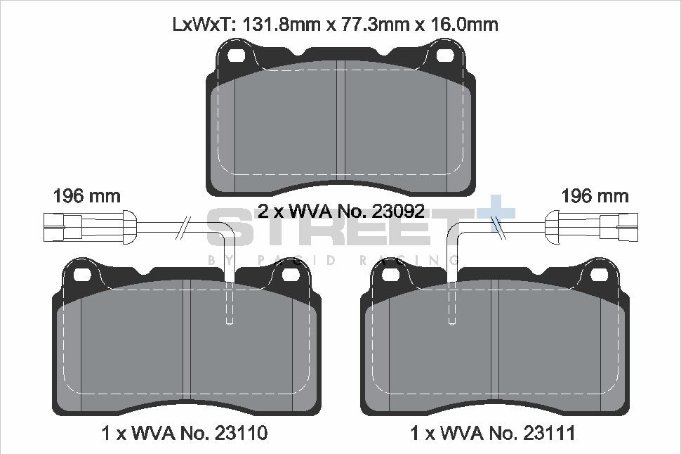Pagid Racing Street+ Alfa Romeo 159 / 166 Front Brake Pad Set - T8017SP2001 Pagid Racing Street+ Alfa Romeo 159 / 166 Front Brake Pad Set - T8017SP2001