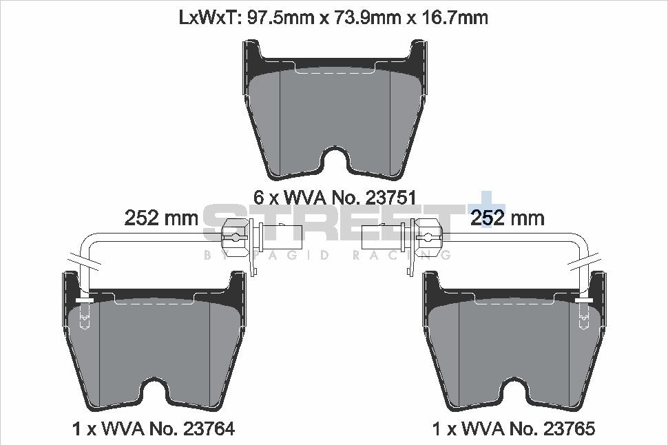 Pagid Racing Street+ Audi RS6 C5 / R8 Front Brake Pad Set - T8044SP2001 Pagid Racing Street+ Audi RS6 C5 / R8 Front Brake Pad Set - T8044SP2001