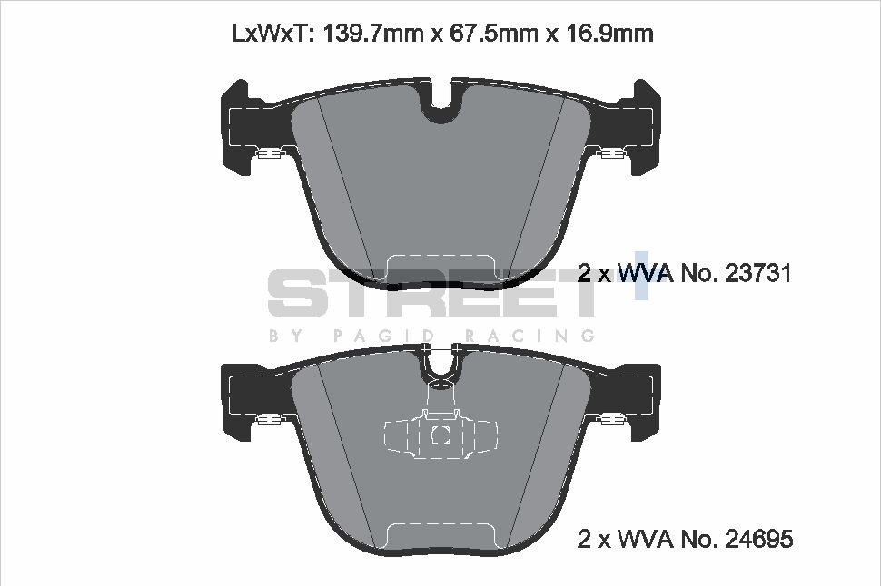 Pagid Racing Street+ BMW F07 5 / F01, F02, F03, F04 7 Series Rear Complete Brake Pad Set - T8043SP2001