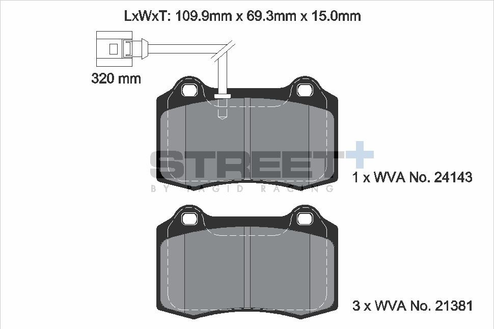 Pagid Racing Street+ Seat Leon (1M) 1.8T Cupra R Front Brake Pad Set - T8058SP2001