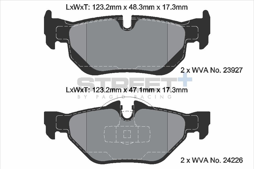 Pagid Racing Street+ BMW E8X 1 / E9X 3 Series Rear Brake Pad Set - T8051SP2001 Pagid Racing Street+ BMW E8X 1 / E9X 3 Series Rear Brake Pad Set - T8051SP2001