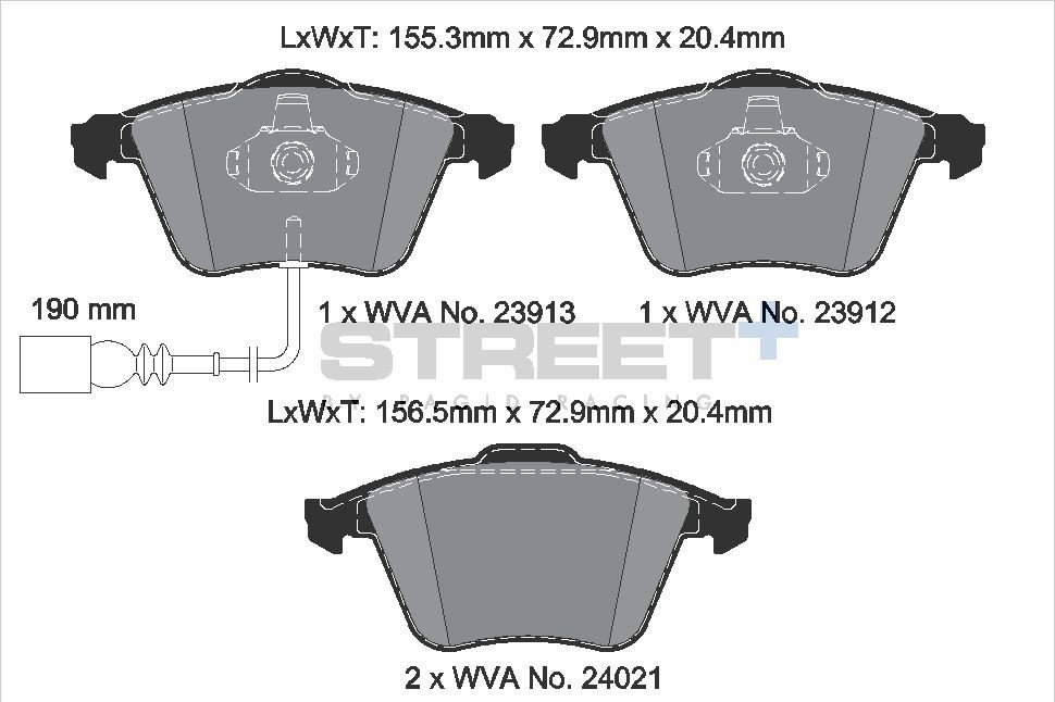 Pagid Racing Street+ Mk6 Golf GTI / S3 / TTS Front Brake Pad Set - T8048SP2001
