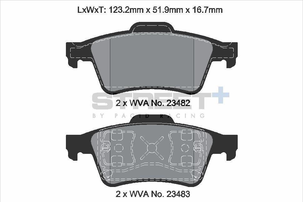 Pagid Racing Street+ Nissan Primera / Renault Laguana Mk2 Rear Brake Pad Set - T8293SP2001