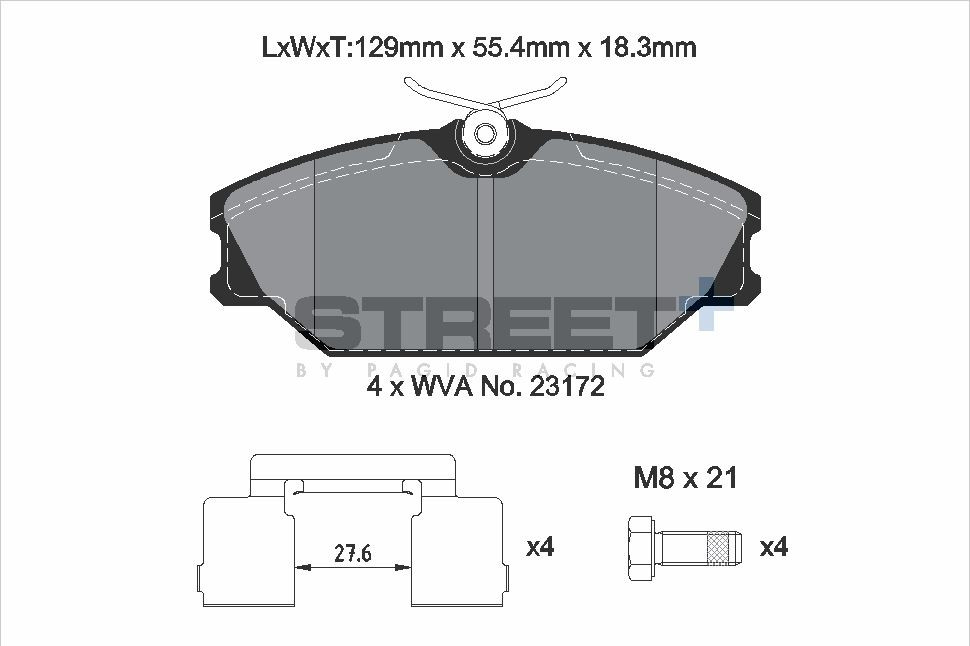 Pagid Racing Street+ Renault Clio Mk2 Front Brake Pad Set - T8165SP2001