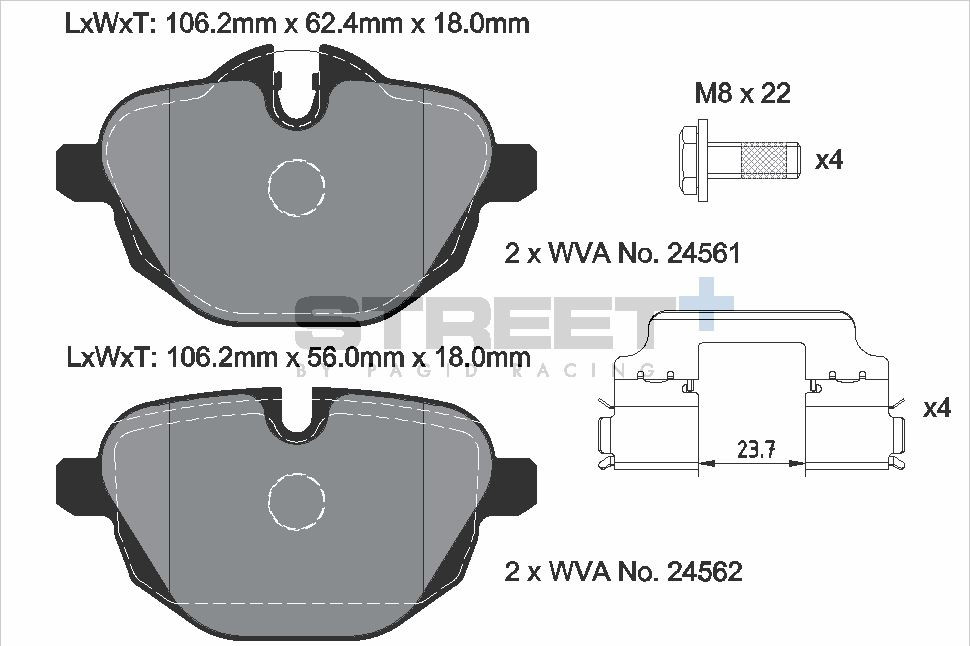 Pagid Racing Street+ BMW 5 / 6 / 7 F & G Series Rear Brake Pad Set - T8079SP2001 Pagid Racing Street+ BMW 5 / 6 / 7 F & G Series Rear Brake Pad Set - T8079SP2001