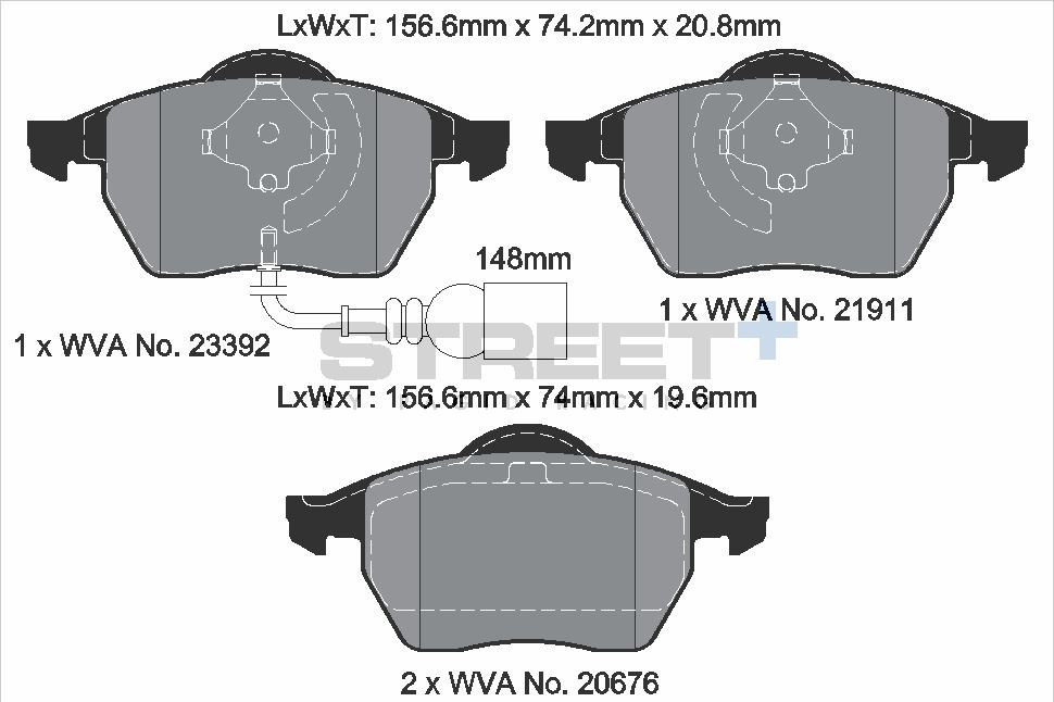 Pagid Racing Street+ VAG Mk4 Platform Front Brake Pad Set - T8173SP2001
