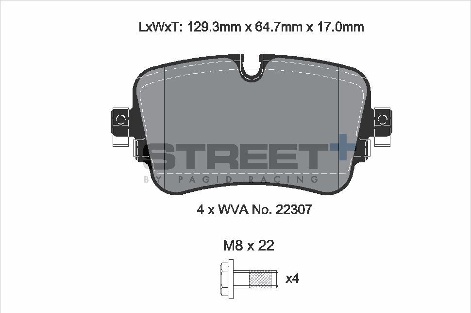 Pagid Racing Street+ Audi A6 C8 45 TDI Mild Hybrid Quattro Rear Brake Pad Set - T8227SP2001