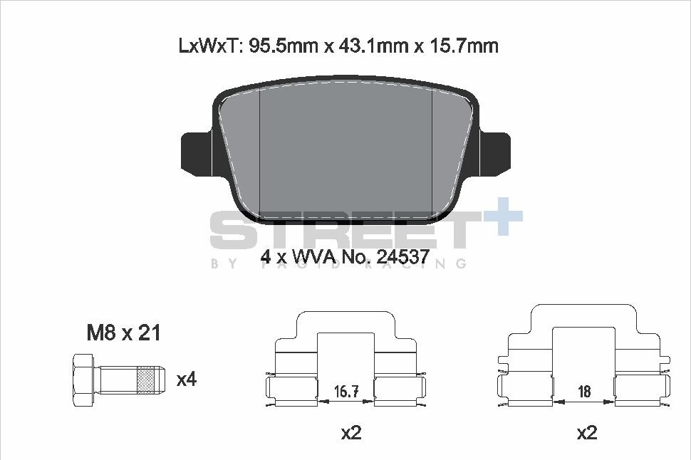 Pagid Racing Street+ Ford Focus Mk2 RS Rear Brake Pad Set - T8189SP2001