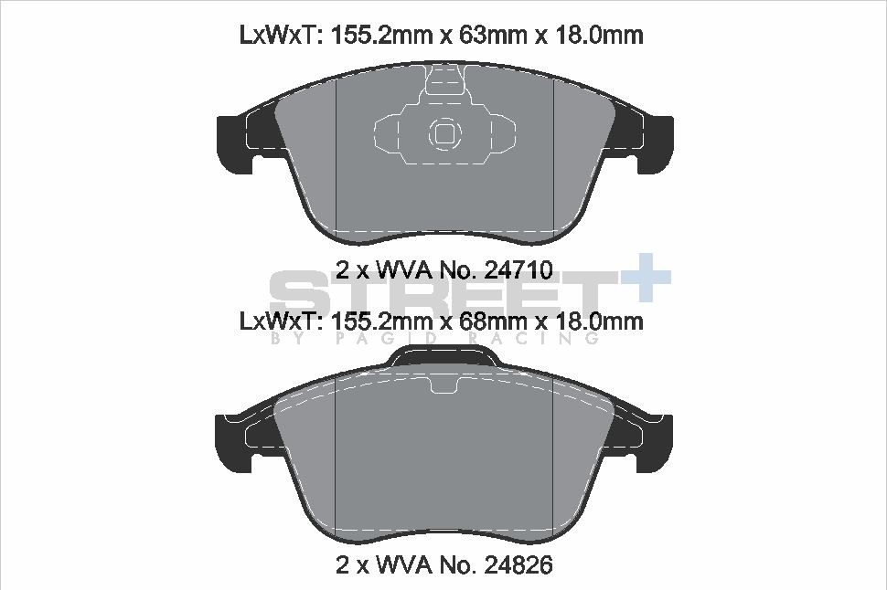 Pagid Racing Street+ Renault Clio Mk4 / Megane Mk3 Front Brake Pad Set - T8191SP2001