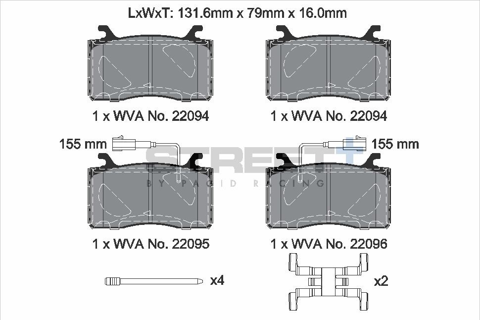 Pagid Racing Street+ BMW Alfa Romeo GIULIA (952_) Front Brake Pad Set - T8284SP2001
