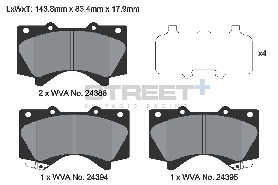 Pagid Racing Street+ Lexus LX / Toyota Land Cruiser Front Brake Pad Set - T8070SP2001 Pagid Racing Street+ Lexus LX / Toyota Land Cruiser Front Brake Pad Set - T8070SP2001