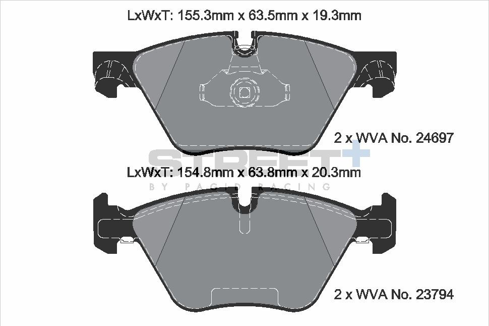 Pagid Racing Street+ BMW F10, F11, F18 5 Series Front Brake Pad Set - T8089SP2001 Pagid Racing Street+ BMW F10, F11, F18 5 Series Front Brake Pad Set - T8089SP2001