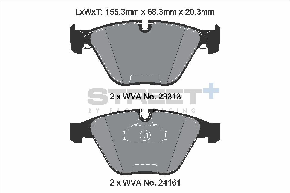 Pagid Racing Street+ BMW 3 Series E9X Front Brake Pad Set - T8169SP2001