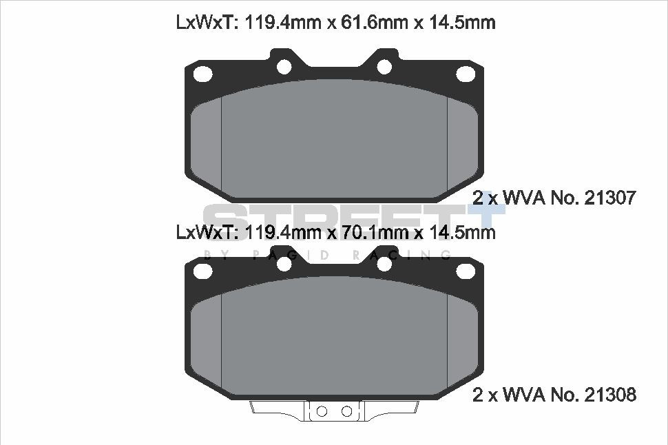 Pagid Racing Street+ Nissan 300ZX / S15 / Skyline R32 Front Brake Pad Set - T8154SP2001