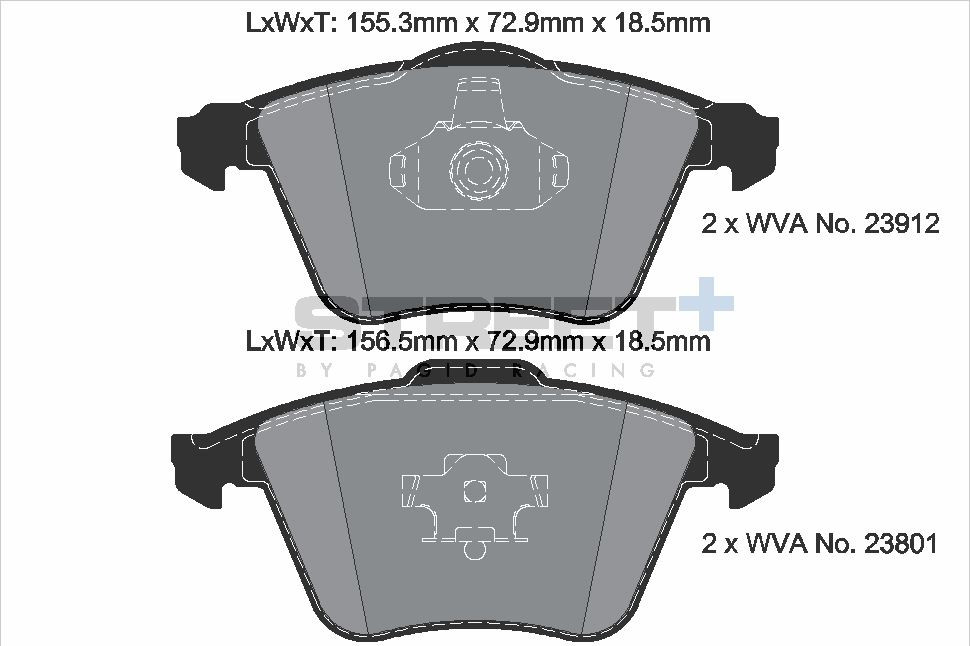 Pagid Racing Street+ Mazda 3 / SAAB 9-3 / Volvo Front Brake Pad Set - T8180SP2001