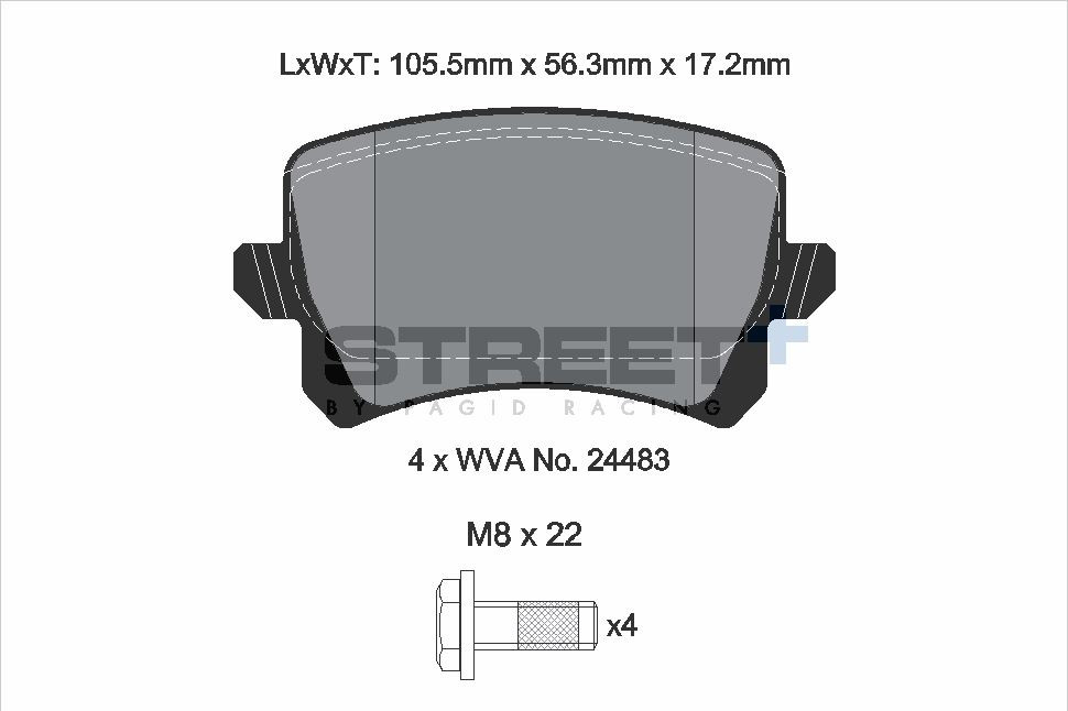 Pagid Racing Street+ Audi Q3 / VW Passat / Tiguan Rear Brake Pad Set - T8075SP2001 Pagid Racing Street+ Audi Q3 / VW Passat / Tiguan Rear Brake Pad Set - T8075SP2001