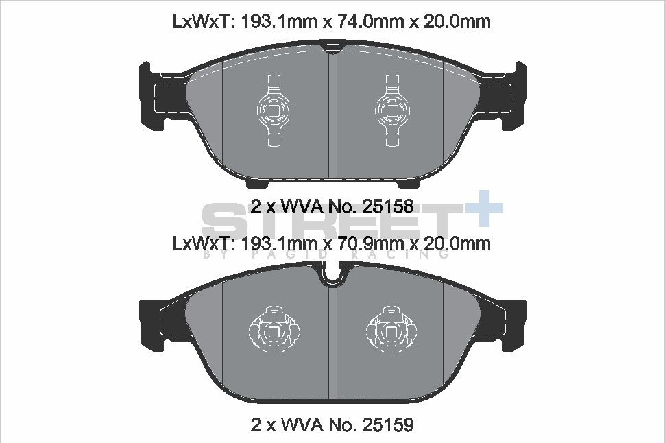 Pagid Racing Street+ Audi A6 / A7 C7 Platform Front Brake Pad Set - T8109SP2001 Pagid Racing Street+ Audi A6 / A7 C7 Platform Front Brake Pad Set - T8109SP2001