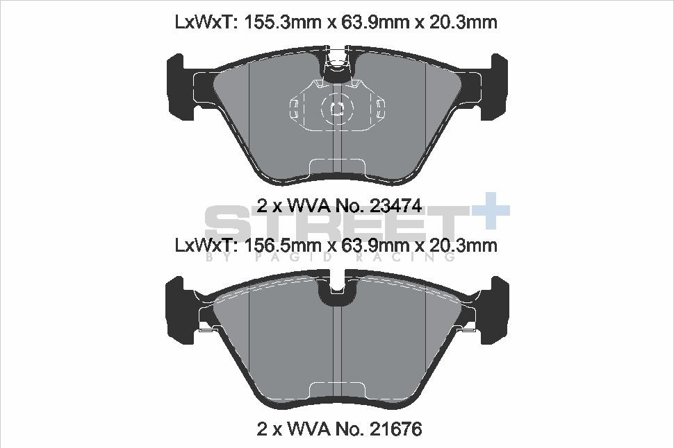 Pagid Racing Street+ BMW 3 Series E36 Convertible M3 Front Brake Pad Set - T8222SP2001 Pagid Racing Street+ BMW 3 Series E36 Convertible M3 Front Brake Pad Set - T8222SP2001