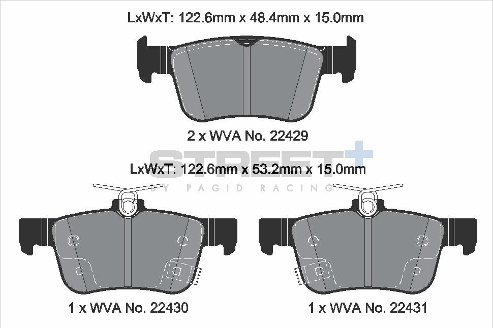 Pagid Racing Street+ Honda Civic Rear Brake Pad Set - T8237SP2001