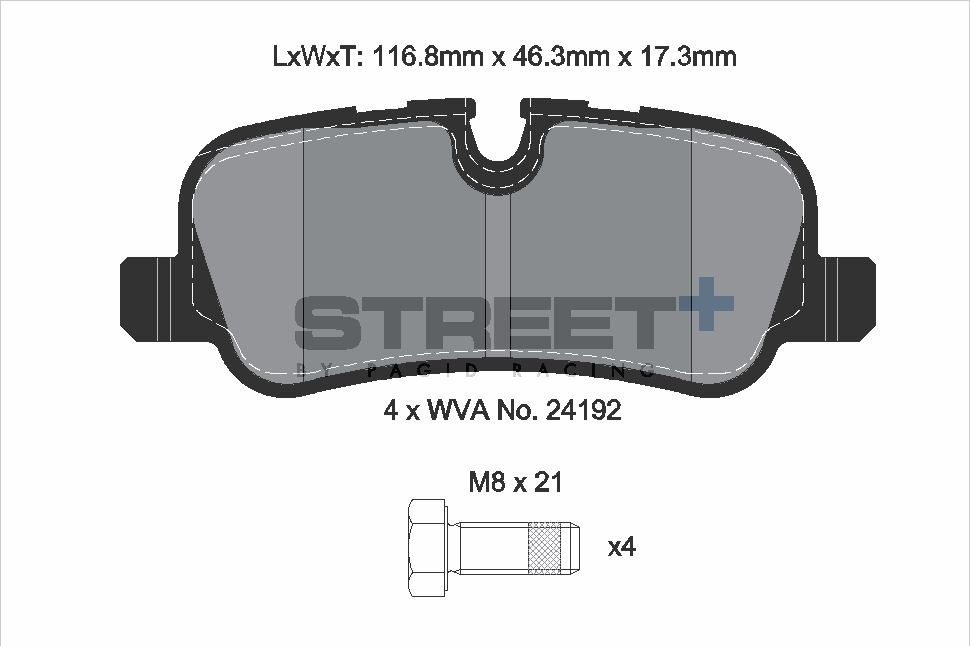 Pagid Racing Street+ Land Rover Discovery (L319) / Range Rover (L322) Rear Brake Pad Set - T8061SP2001