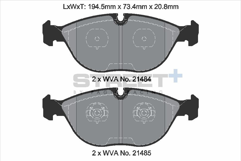 Pagid Racing Street+ Audi B5 RS4 / Golf Mk4 R32 Front Brake Pad Set - T8156SP2001 Pagid Racing Street+ Audi B5 RS4 / Golf Mk4 R32 Front Brake Pad Set - T8156SP2001