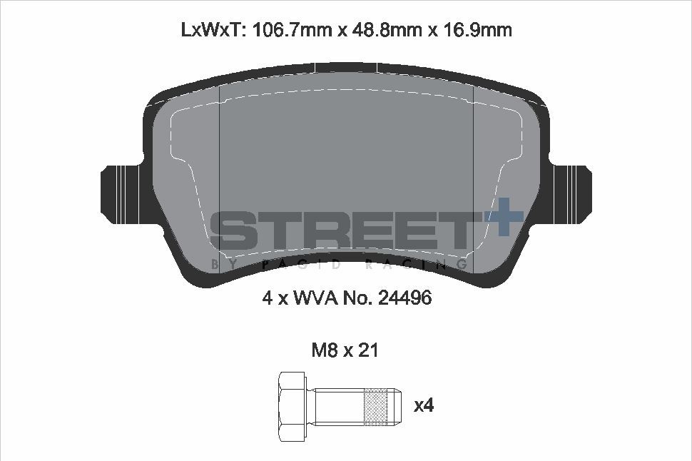 Pagid Racing Street+ Range Rover Evoque / Volvo Rear Brake Pad Set - T8076SP2001