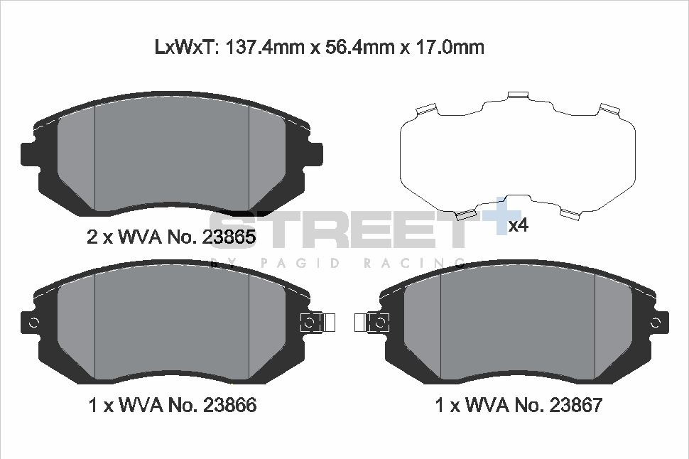Pagid Racing Street+ Subaru Forester / Impreza / Legacy Front Brake Pad Set - T8047SP2001