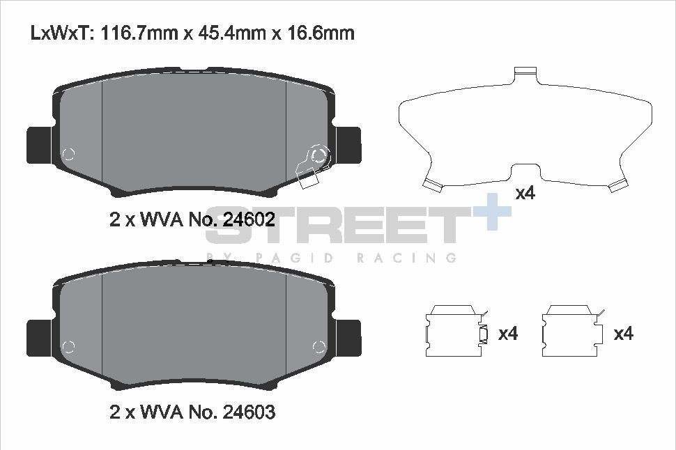 Pagid Racing Street+ Jeep Wrangler Mk3 Rear Brake Pad Set - T8081SP2001