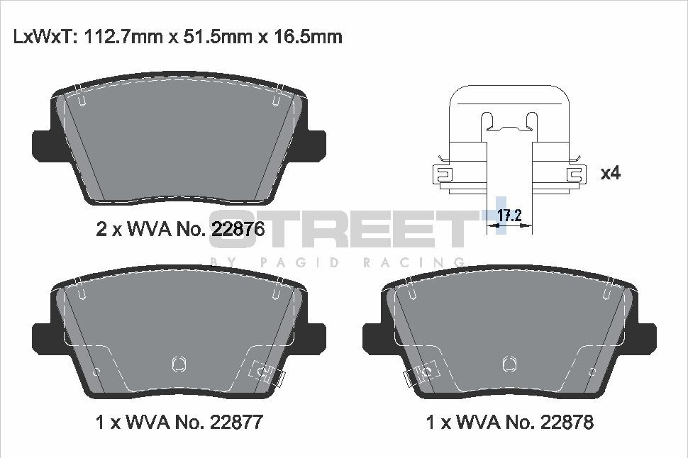 Pagid Racing Street+ Hyundai Grandeur / i30 / Kona / Veloster Rear Brake Pad Set - T8230SP2001 Pagid Racing Street+ Hyundai Grandeur / i30 / Kona / Veloster Rear Brake Pad Set - T8230SP2001