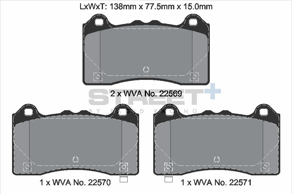 Pagid Racing Street+ Ford Focus RS Mk3 Brake Front Pad Set - T8163SP2001 Pagid Racing Street+ Ford Focus RS Mk3 Brake Front Pad Set - T8163SP2001