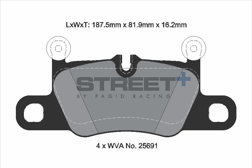 Pagid Racing Street+ Porsche 911 (991) Rear Brake Pad Set - T8275SP2001 Pagid Racing Street+ Porsche 911 (991) Rear Brake Pad Set - T8275SP2001