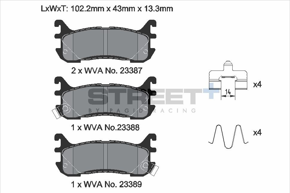 Pagid Racing Street+ Eunos Roadster 1.8 NA Rear Brake Pad Set - T8295SP2001 Pagid Racing Street+ Eunos Roadster 1.8 NA Rear Brake Pad Set - T8295SP2001