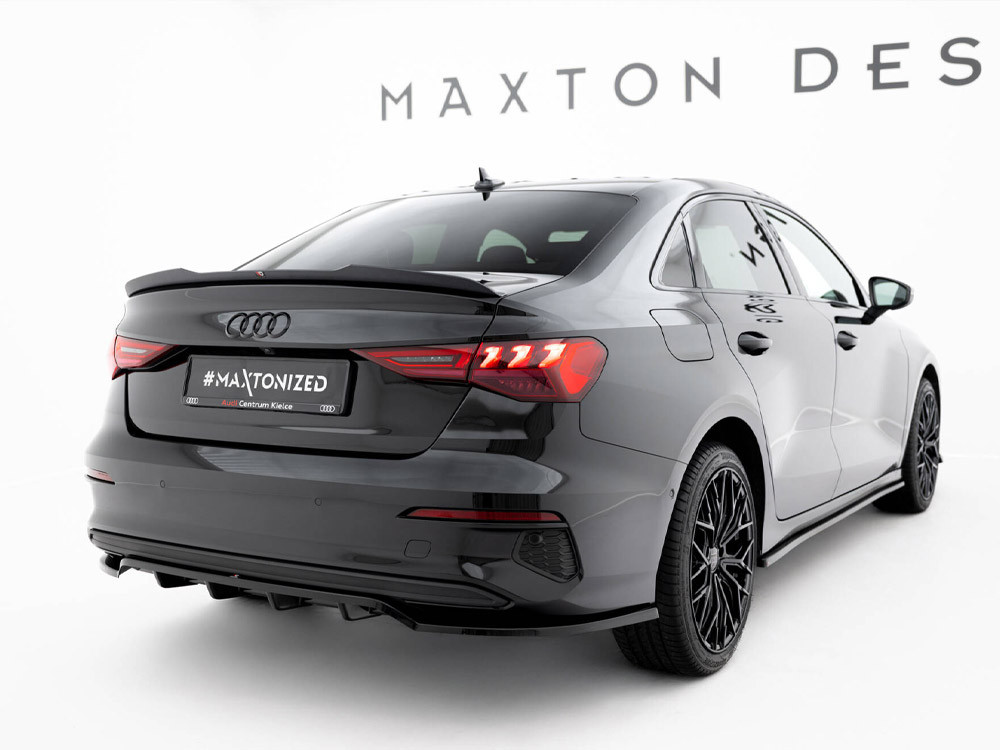 Maxton Rear Splitter (Vertical Bars) Audi A3 Sedan 8Y - Darkside