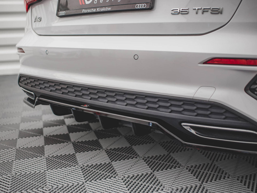 Maxton Rear Splitter (Vertical Bars) Audi A3 S-Line Sportback 8Y Maxton Rear Splitter (Vertical Bars) Audi A3 S-Line Sportback 8Y