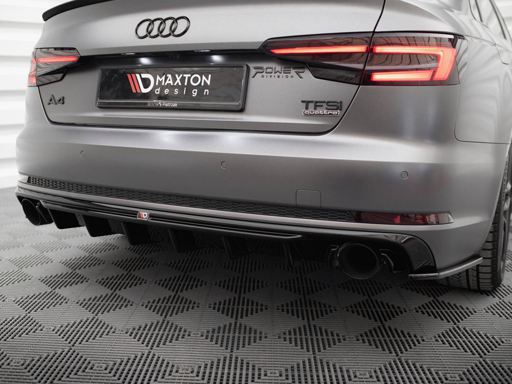 Maxton Rear Valance Audi A4 S-Line B9 (Version with single exhaust tips on both sides) Maxton Rear Valance Audi A4 S-Line B9 (Version with single exhaust tips on both sides)
