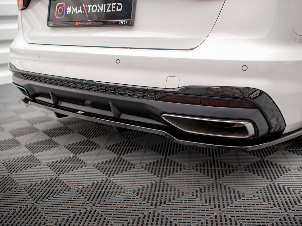Maxton Central Rear Splitter (Vertical Bars) Audi A4 S-Line B9 Facelift