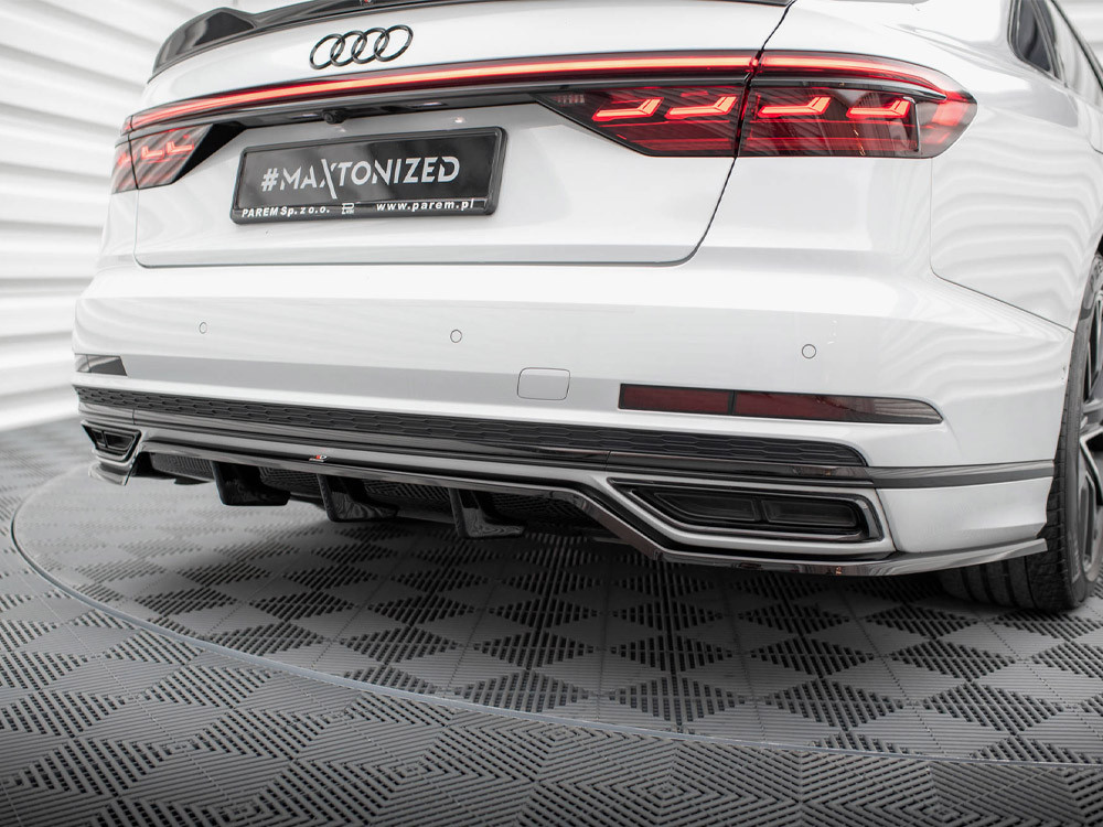 Maxton Central Rear Splitter (Vertical Bars) Audi A8 S-Line D5