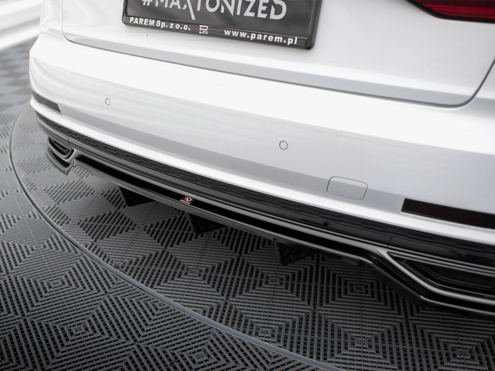 Maxton Central Rear Splitter (Vertical Bars) Audi A8 S-Line D5