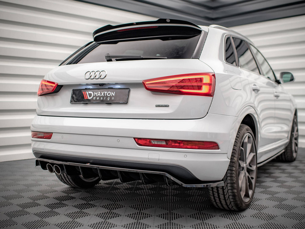 Maxton Central Rear Splitter (Vertical Bars) Audi Q3 Sport 8U Facelift