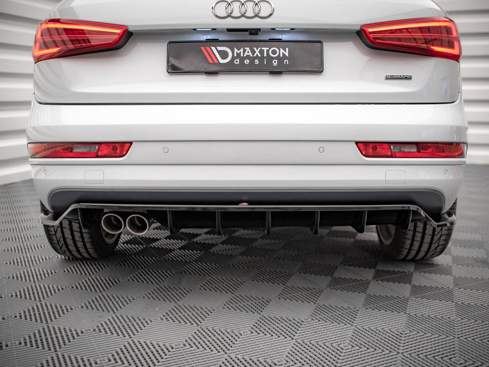 Maxton Central Rear Splitter (Vertical Bars) Audi Q3 Sport 8U Facelift